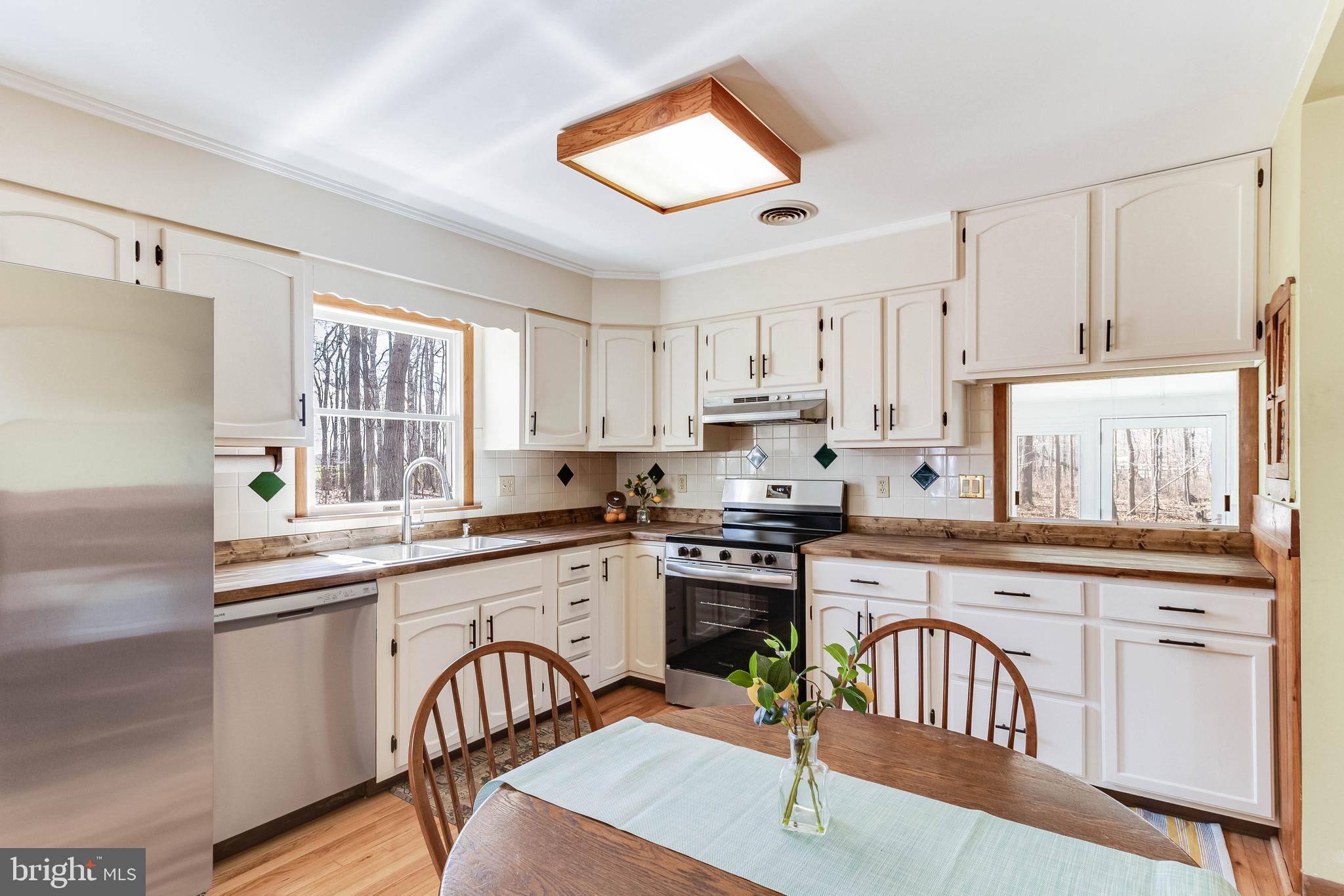 1966 Vandyke Greenspring Road Smyrna, DE 19977 - Photo 9 of 45 a kitchen with stainless steel appliances granite countertop a stove a sink dishwasher and white cabinets with wooden floor
