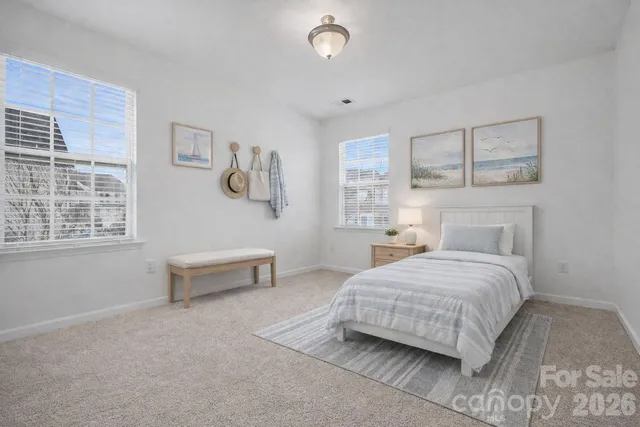 an empty room with windows