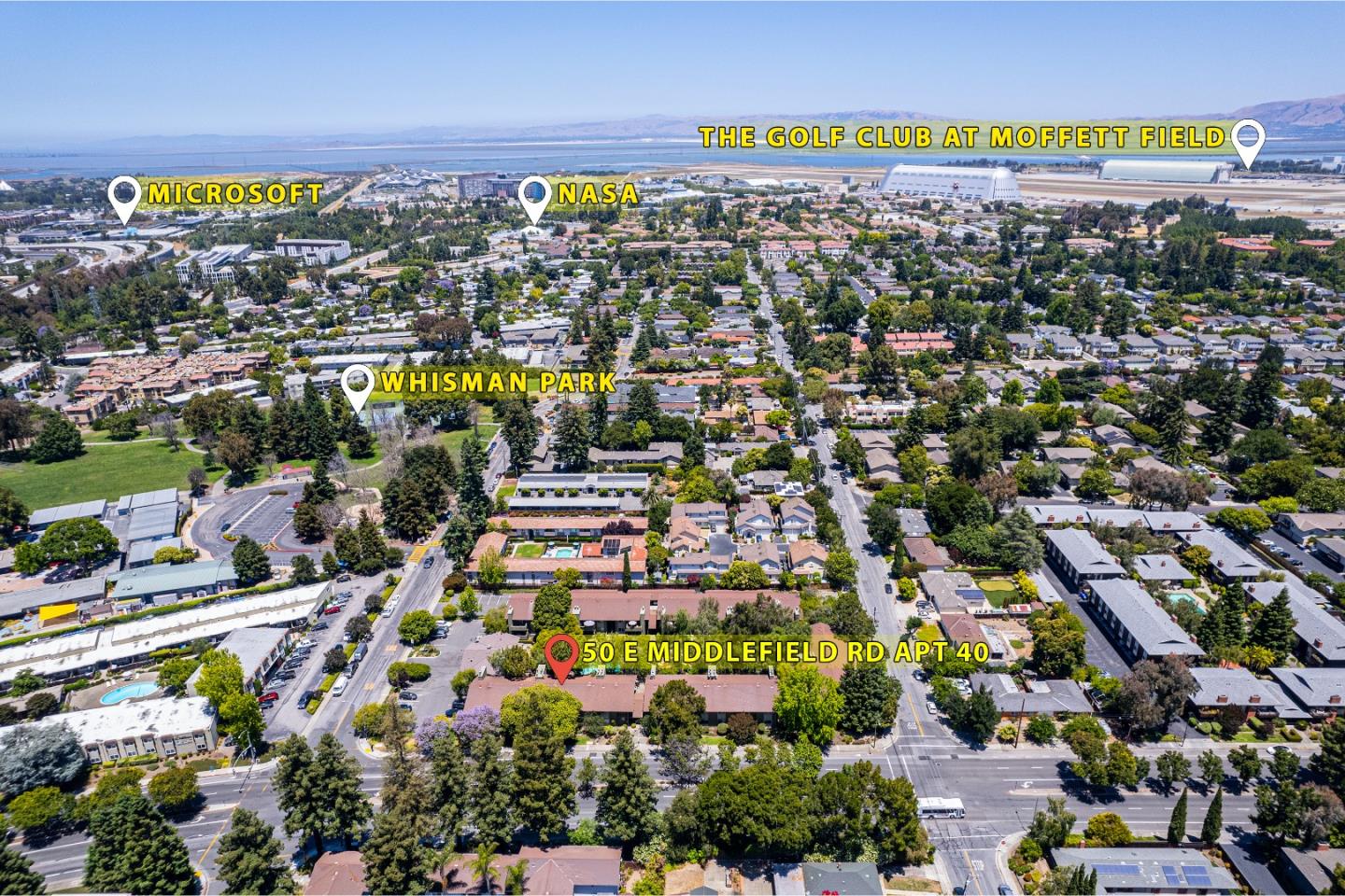 50 East Middlefield Road, Unit 40 Mountain View, CA 94043 - Photo 38 of 41 an aerial view of multiple house