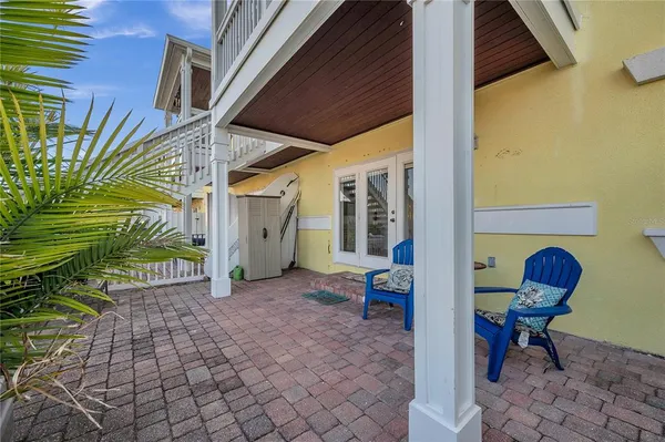 a view of yard with swimming pool and outdoor seating