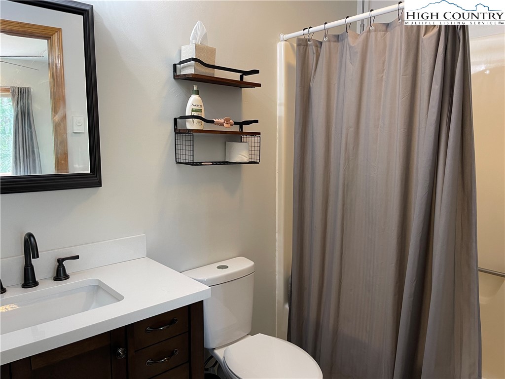 219 Lucky Alice Road Grassy Creek, NC 28631 - Photo 15 of 40 a bathroom with a toilet sink and mirror