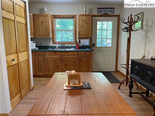 a bed room with a bed and furniture