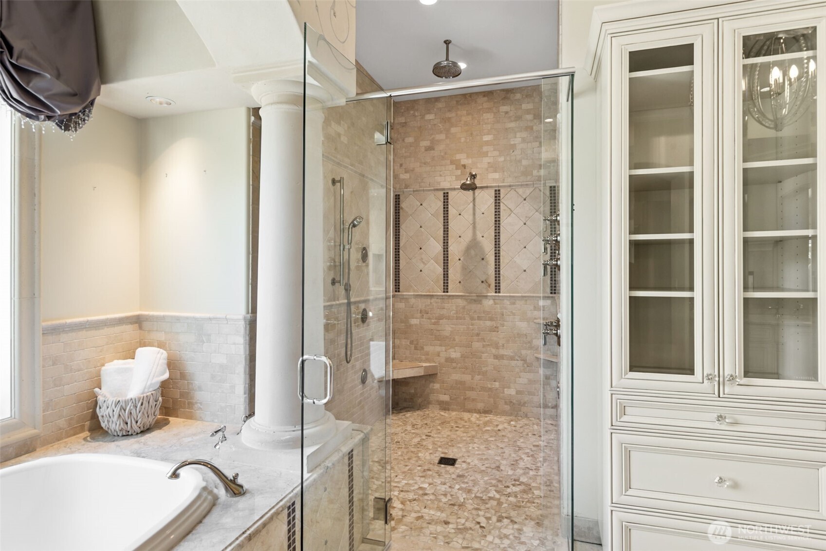 22029 238th Place Southeast Maple Valley, WA 98038 - Photo 22 of 40 a bathroom with a granite countertop shower sink and mirror