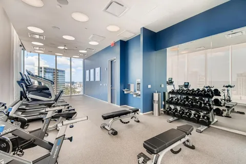 a room with gym equipment