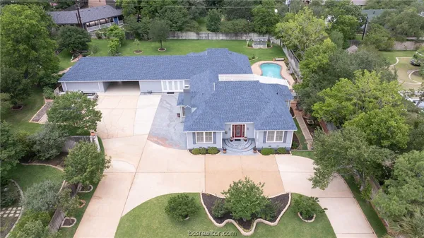 an aerial view of a house