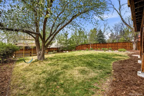 a view of swimming pool with a yard and trees