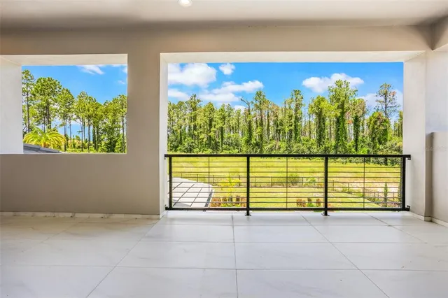 a view of a room with painted walls