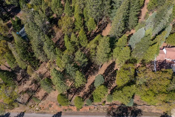 an aerial view of a houses with yard
