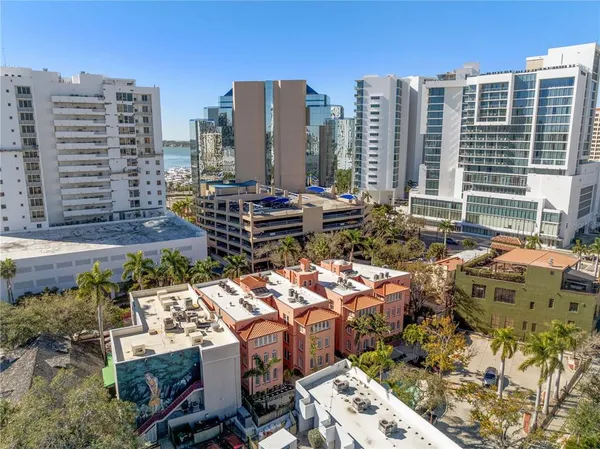 a view of a city with ocean