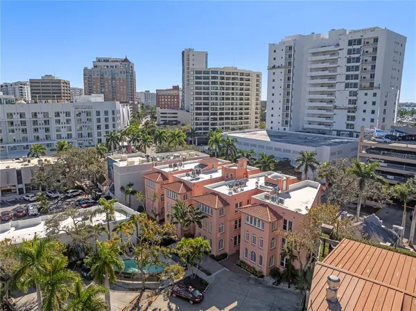 a view of a city and ocean view