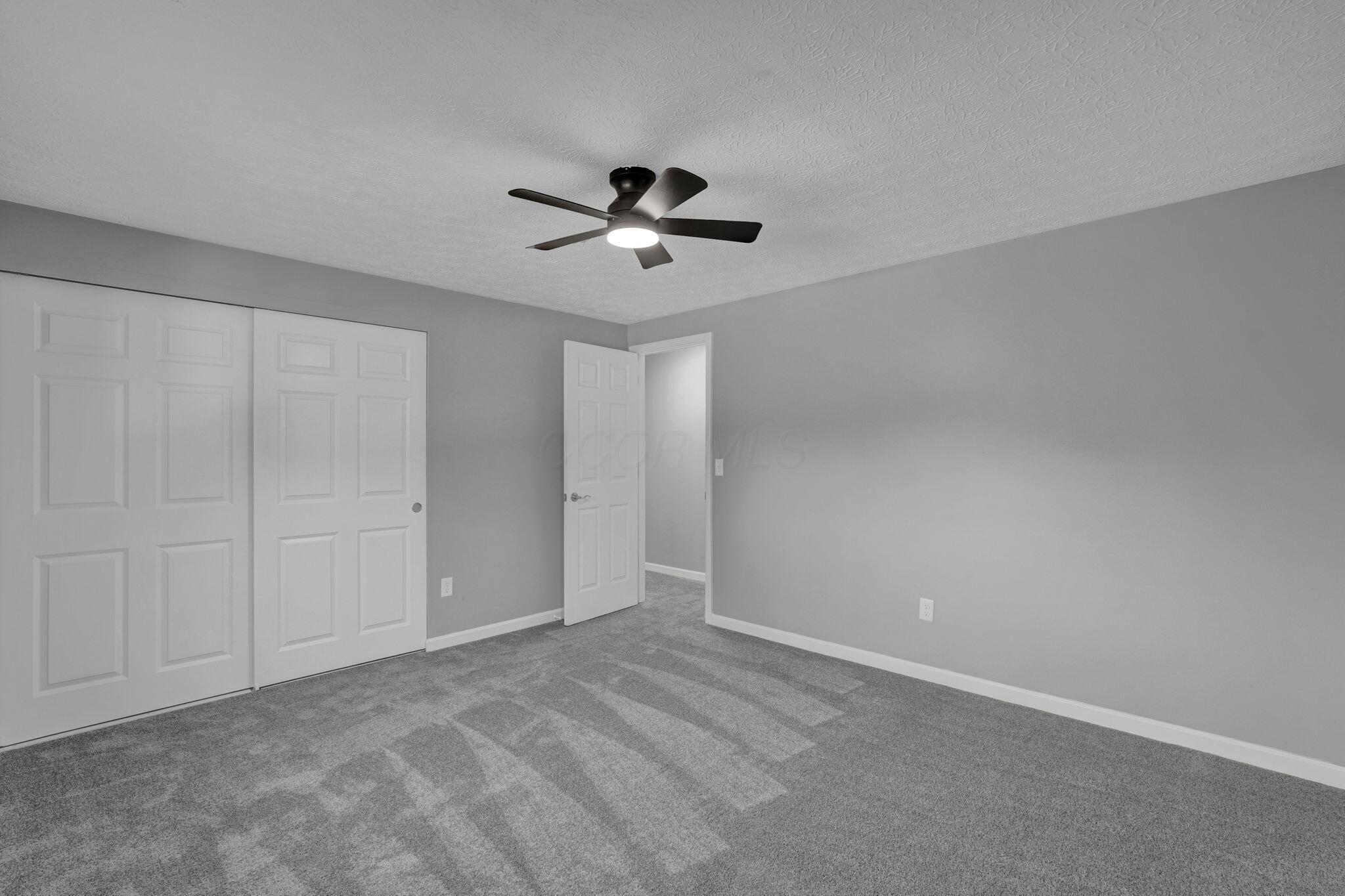 208 Cumberland Road Delaware, OH 43015 - Photo 17 of 37 Primary Bedroom overlooks the rear yard, has beautiful natural light, fresh paint, carpet, and light/fan (2026).