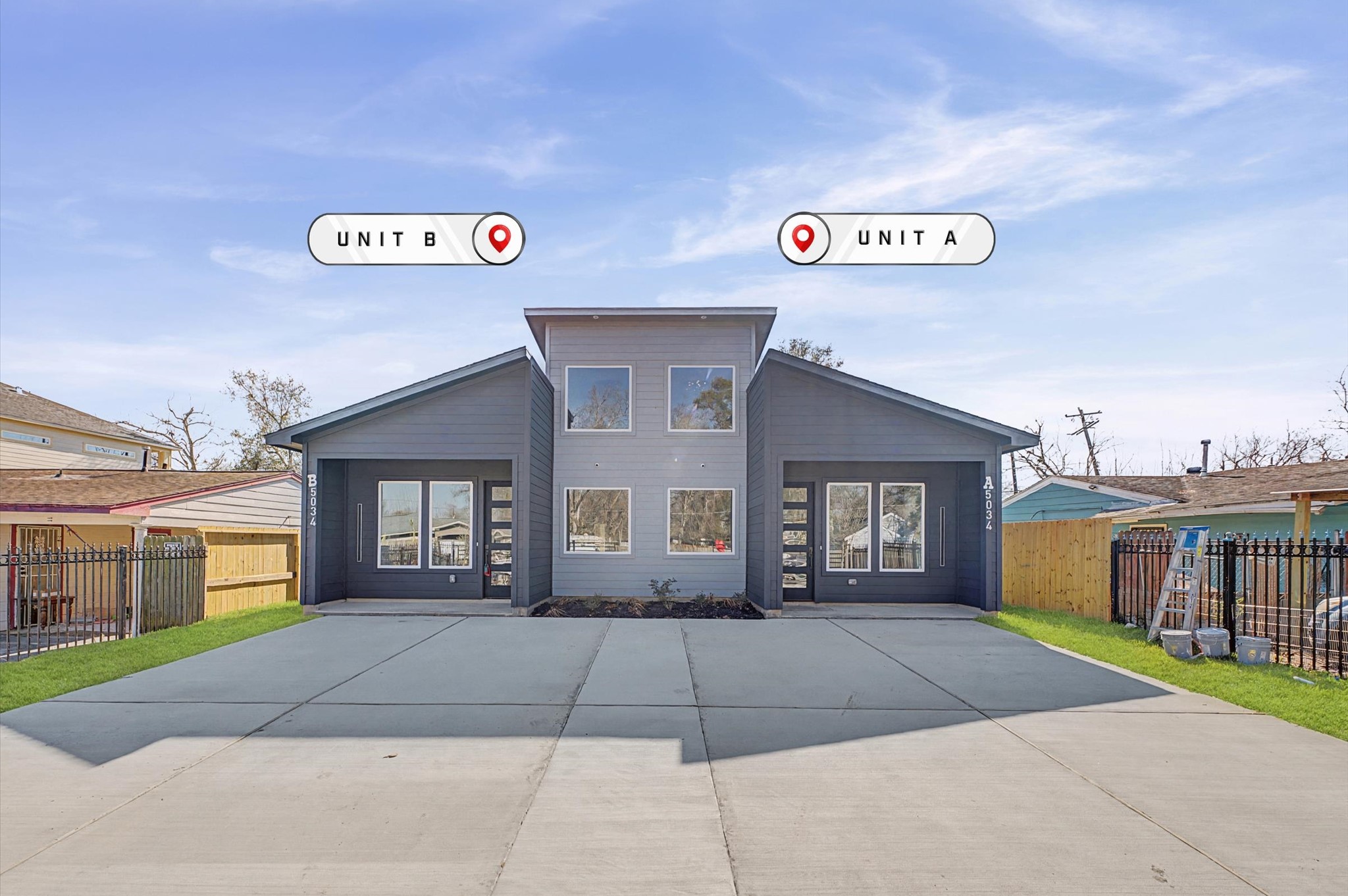 5034 Pershing Street, Unit B Houston, TX 77033 - Photo 5 of 26 a front view of a house with a yard and garage
