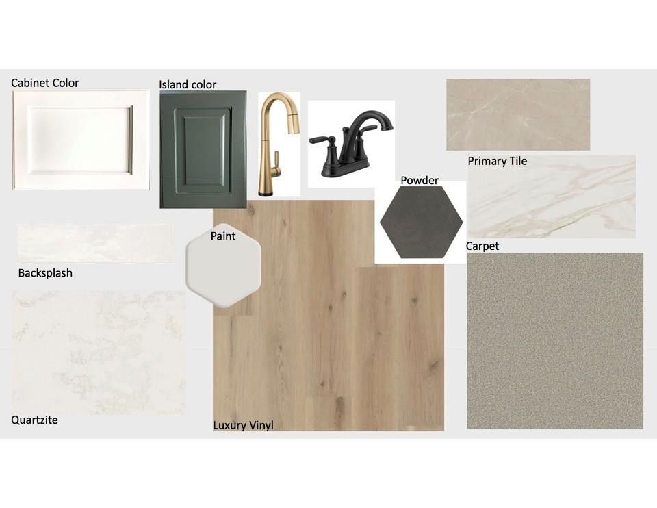 585 Brown Road Leonard, TX 75452 - Photo 26 of 28 Material Selection Board. Presenting a compilation of interior finishes and fixtures for the property