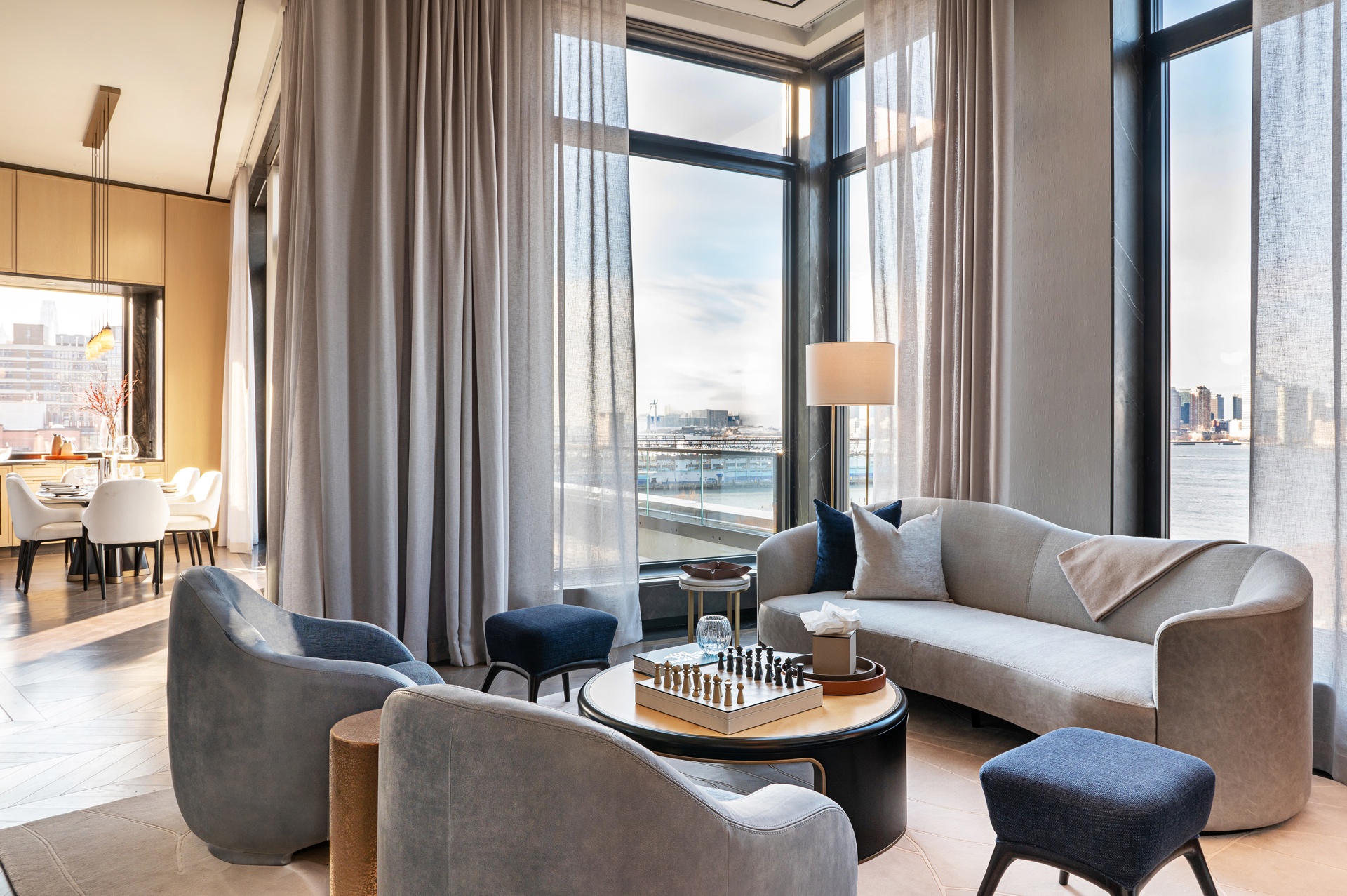 401 West Street, Unit PH Manhattan, NY 10014 - Photo 12 of 23 a living room with furniture and a large window