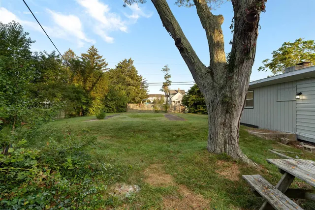 a view of a field with of trees