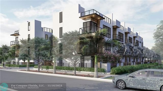 a street with a building and a street view