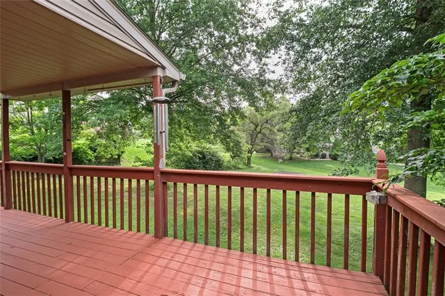 a view of a wooden deck