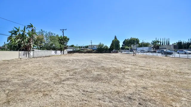 a backyard of a house with palm trees