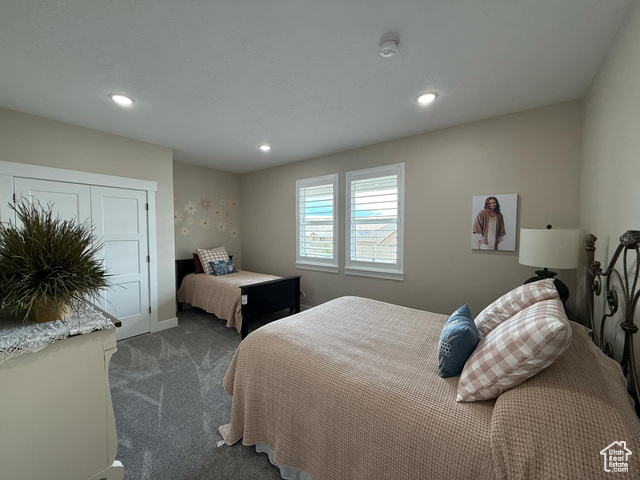 1240 West 2360 North Helper, UT 84526 - Photo 68 of 79 Bedroom with baseboards, dark carpet, and recessed lighting