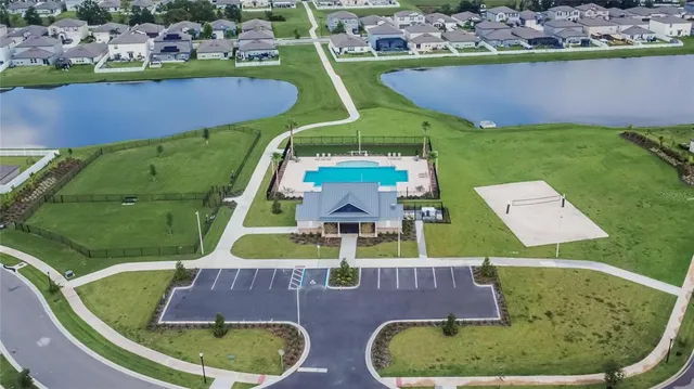 an aerial view of a house