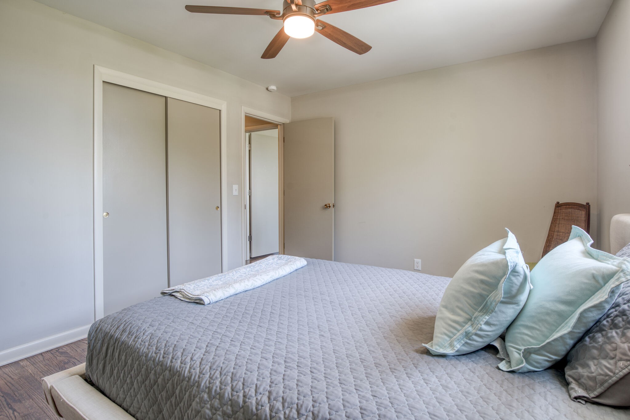4134 West Hamilton Road Nashville, TN 37218 - Photo 26 of 35 a bedroom with a bed and a ceiling fan