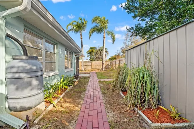 a view of a pathway of a patio