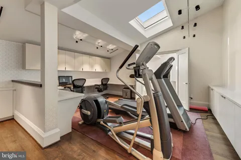 a view of a room with gym equipment