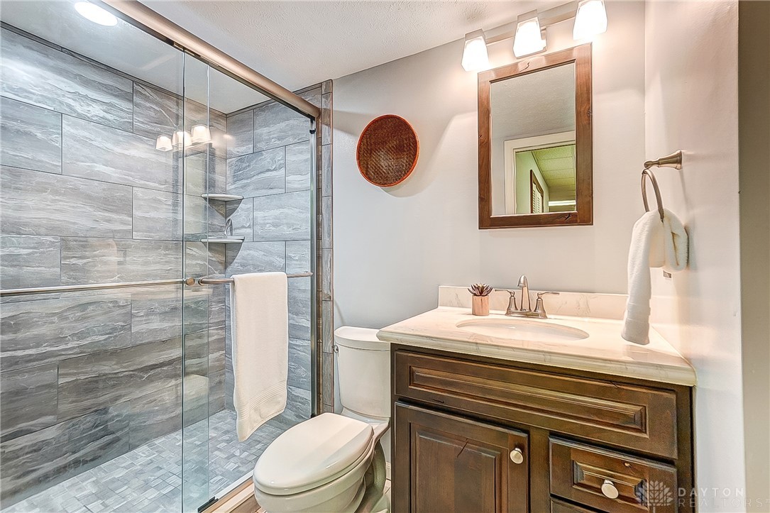 1540 Jasper Road Xenia, OH 45385 - Photo 51 of 91 This bathroom features a contemporary shower and a spacious vanity for everyday convenience.