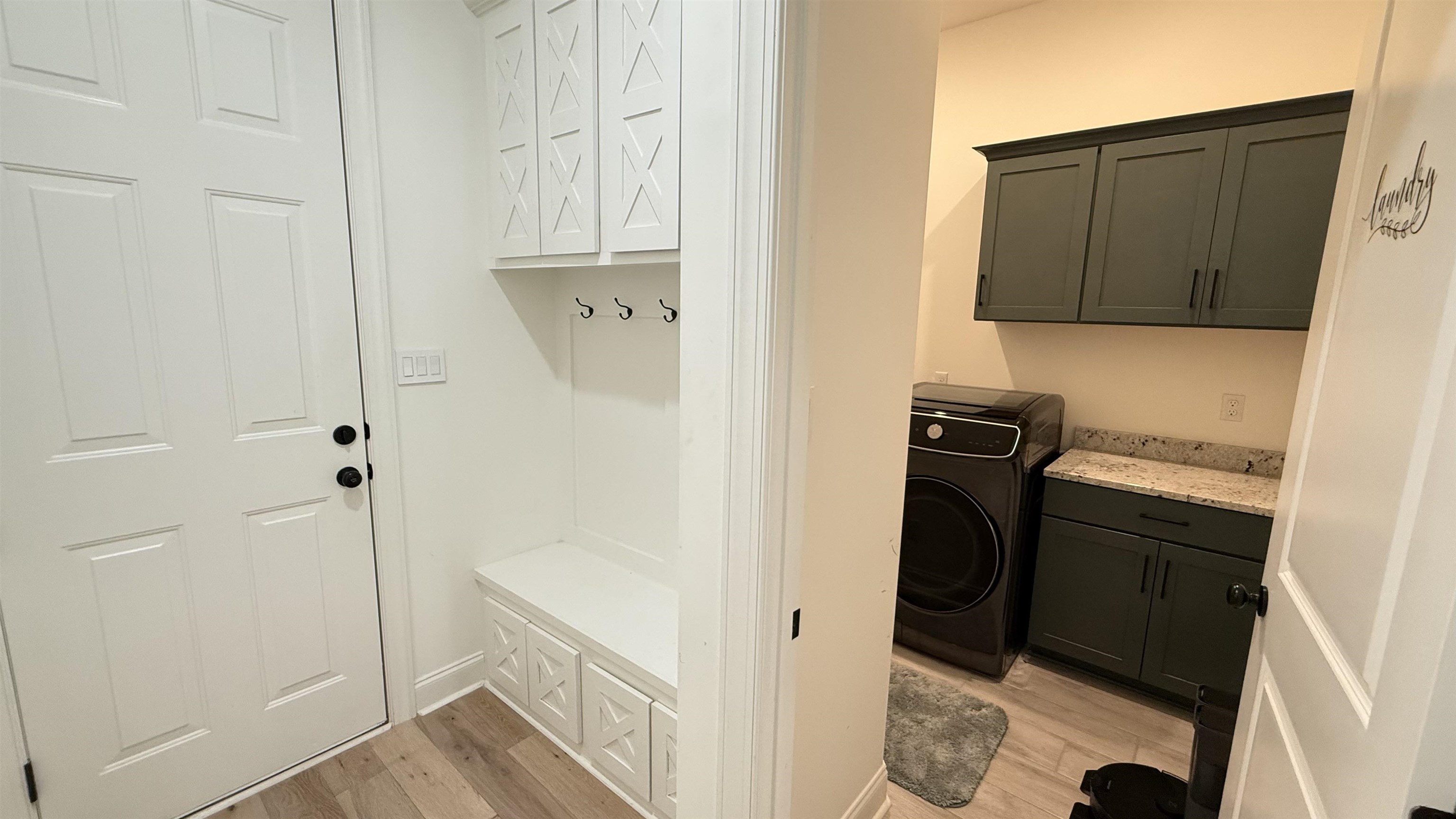 1746 Chadwick Farms Loop North Collierville, TN 38017 - Photo 17 of 35 Laundry room with cabinet space, light wood-type flooring, and washer / dryer