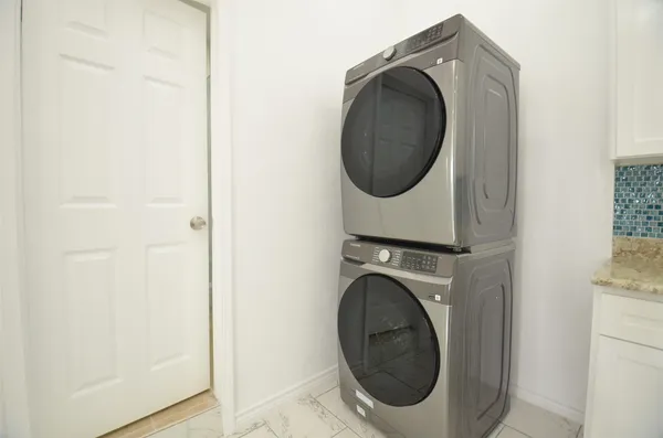 a view of a room with windows