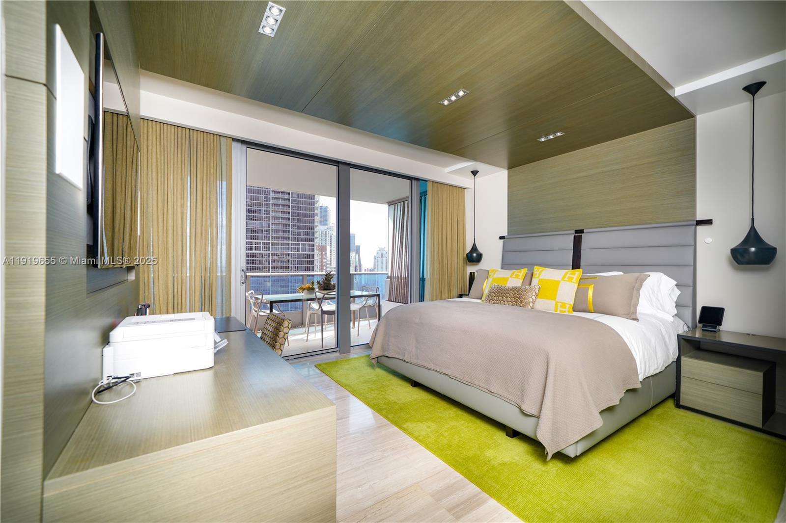 200 Biscayne Blvd Way, Unit 3906 Miami, FL 33131 - Photo 14 of 26 a bedroom with a bed and large windows