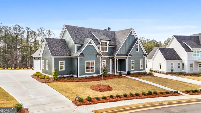 a front view of a house with entertaining space
