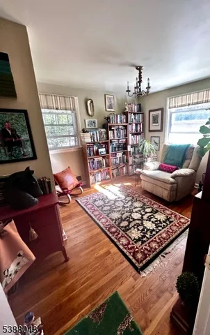 a living room with furniture rug and wooden floor
