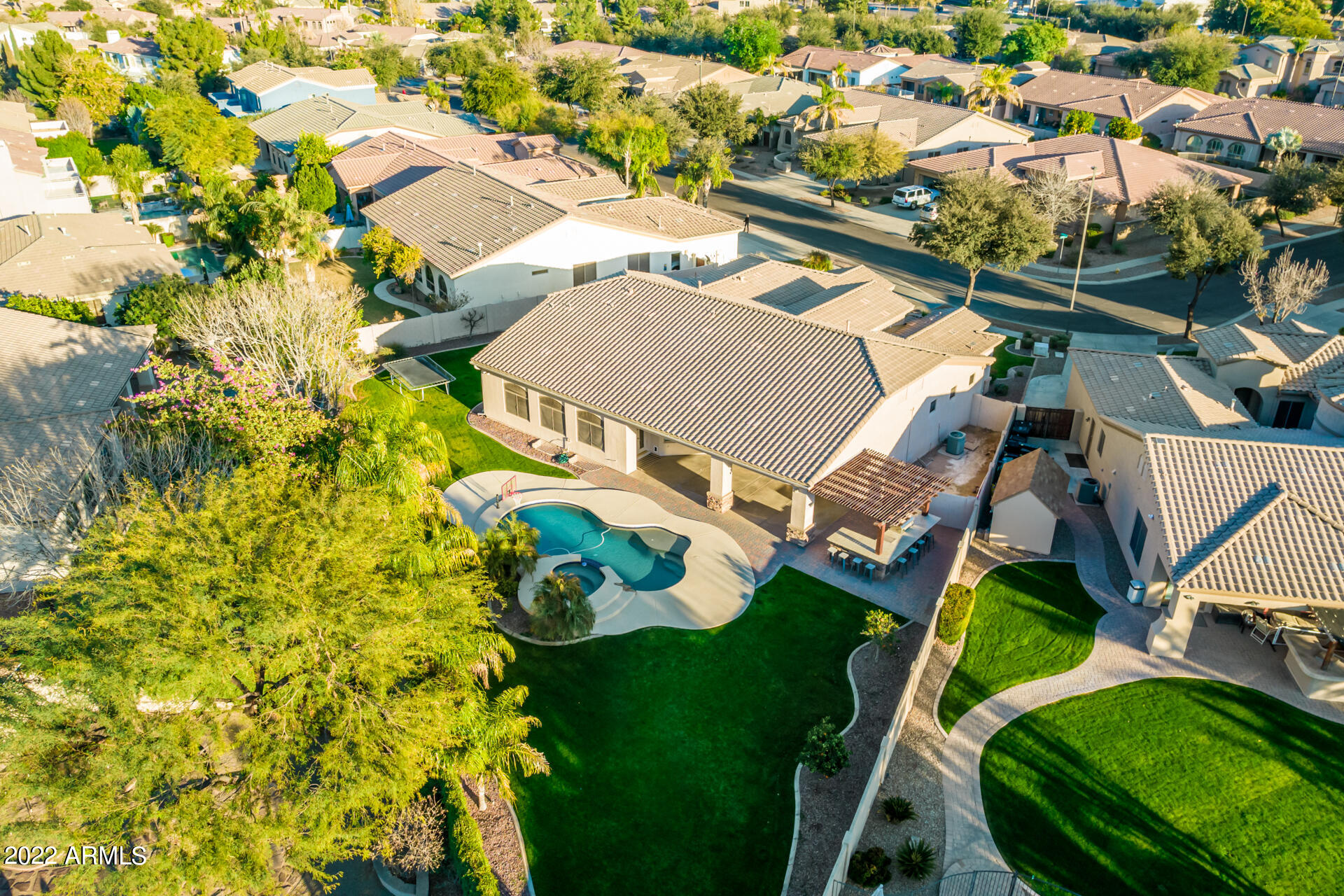 4584 East Reins Road Gilbert, AZ 85297 - Photo 70 of 80 an aerial view of residential house with outdoor space and swimming pool