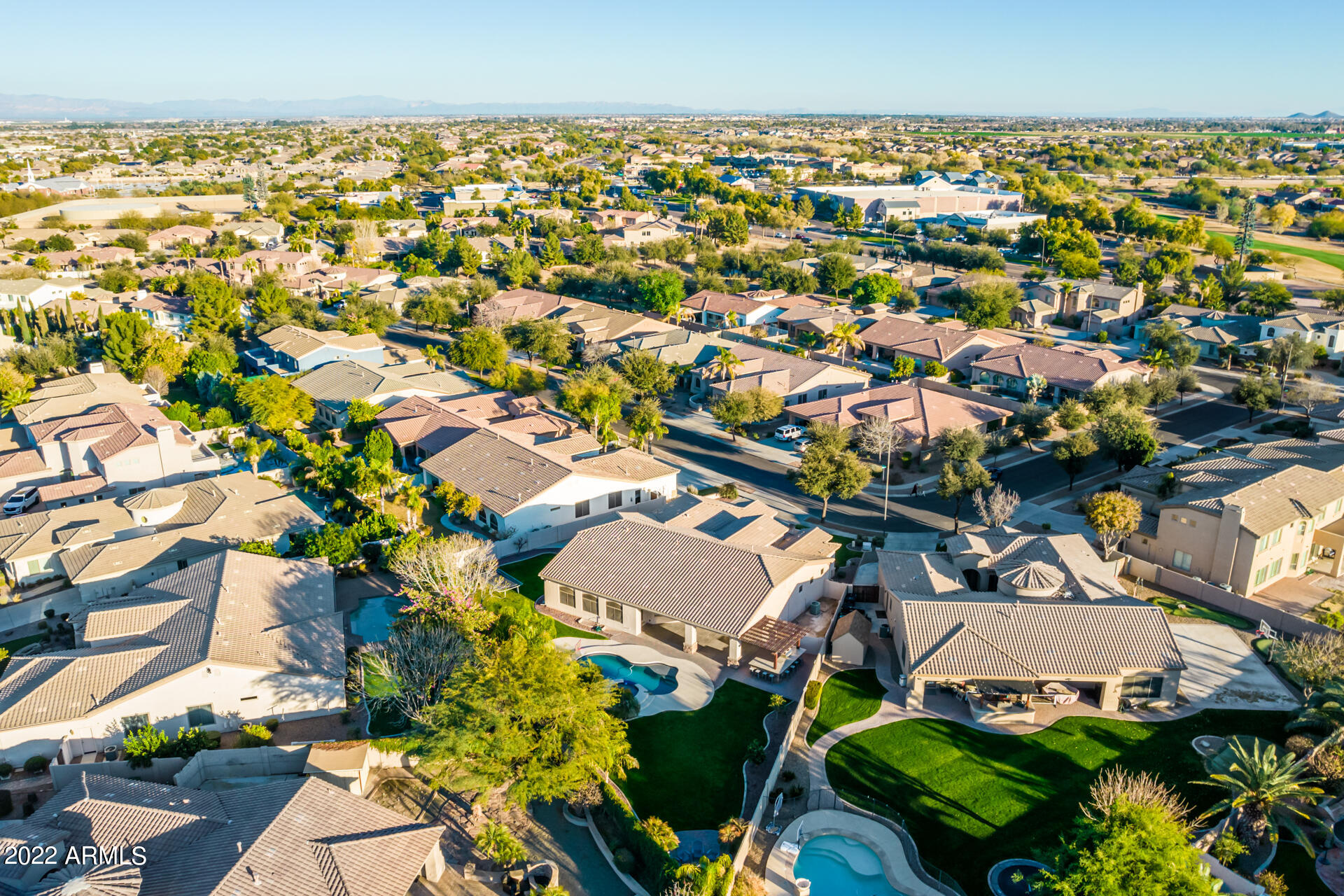 4584 East Reins Road Gilbert, AZ 85297 - Photo 75 of 80 an aerial view of residential houses with outdoor space