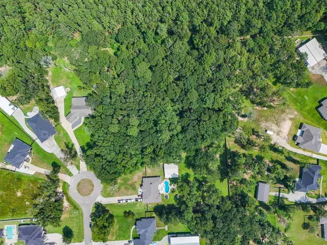 a view of a green field with lots of bushes