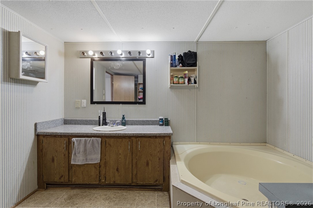 8637 Durant Nixon Road Linden, NC 28356 - Photo 25 of 36 a bathroom with a tub sink and mirror