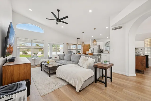 a living room with furniture