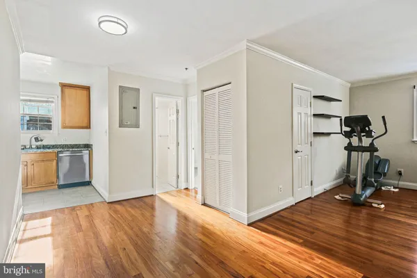 a view of a room with gym equipment
