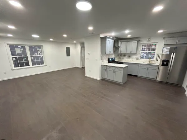 an empty room with windows