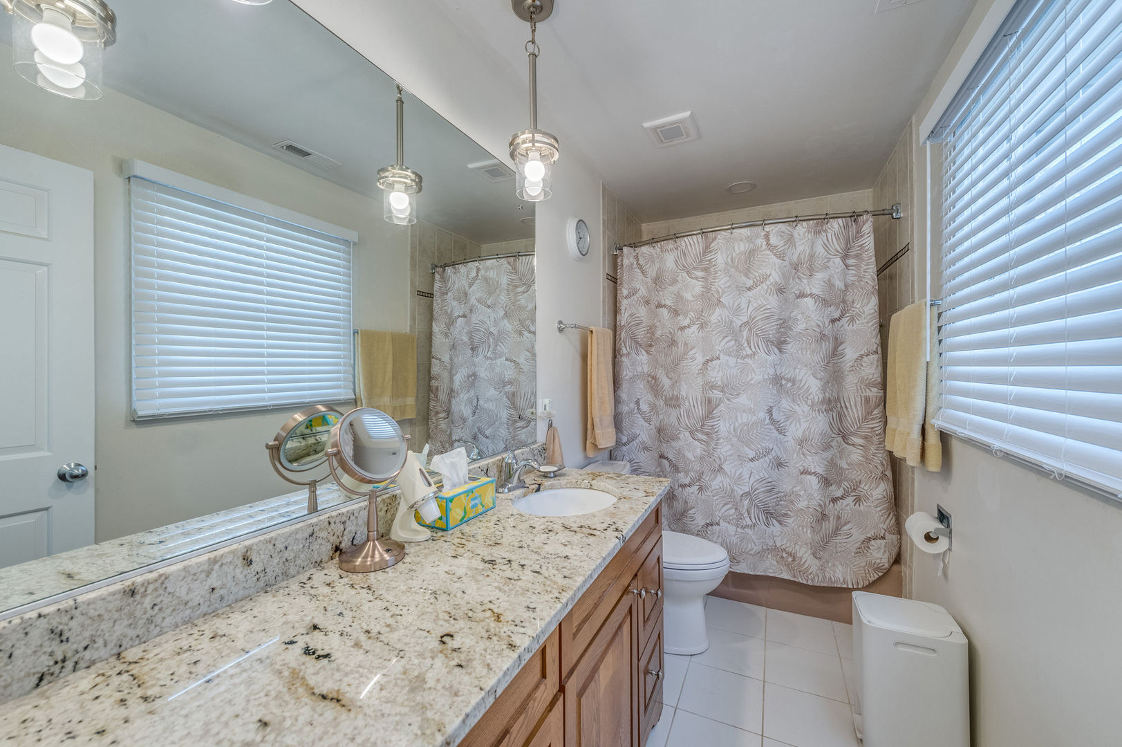 1716 Beech Road Mount Prospect, IL 60056 - Photo 17 of 28 a bathroom with a granite countertop sink a toilet and tub