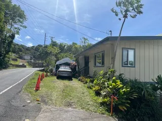 a house view with a garden space