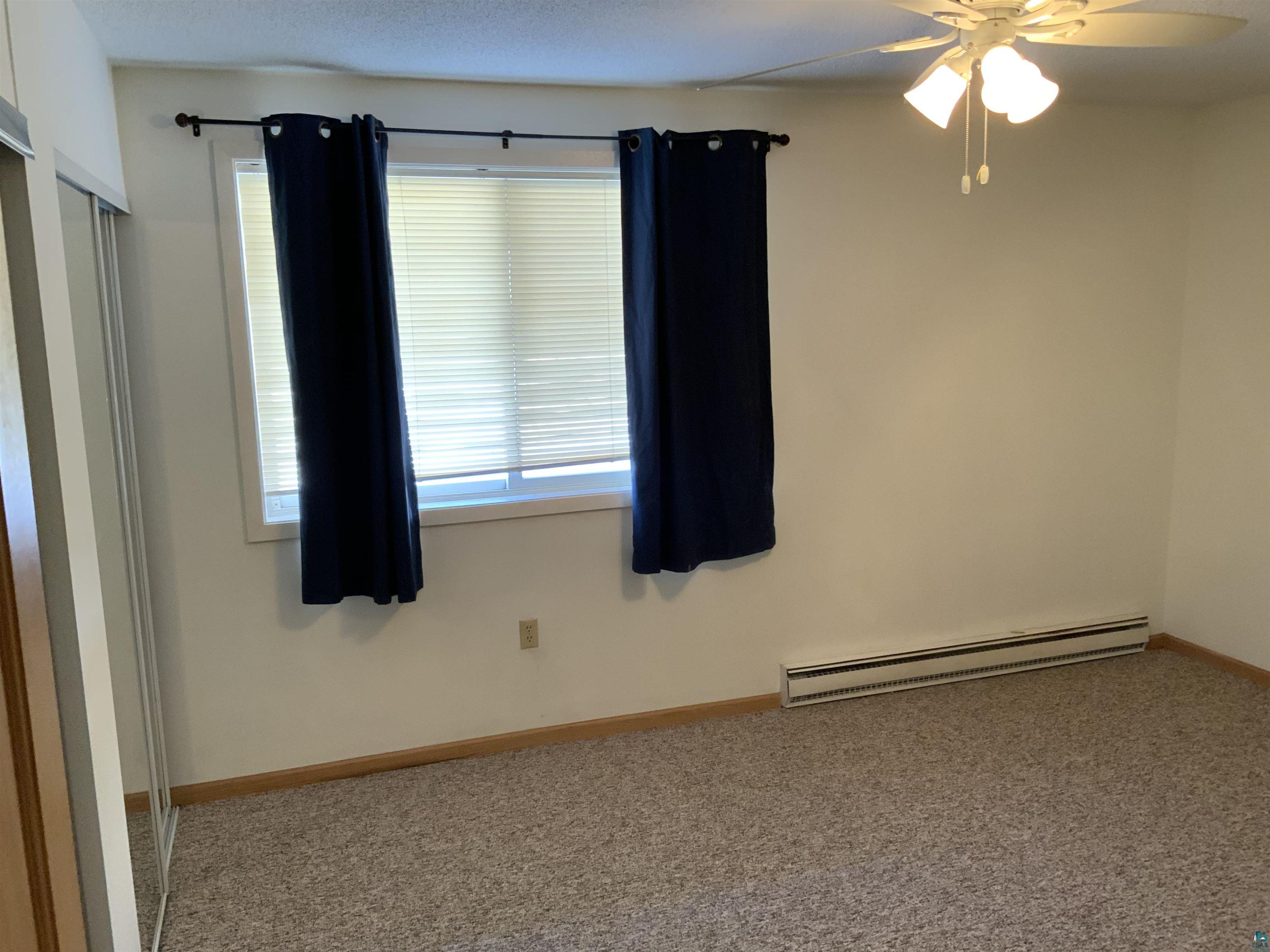 850 Spring Lake Road Cloquet, MN 55720 - Photo 17 of 18 Carpeted spare room featuring ceiling fan, a baseboard heating unit, and plenty of natural light