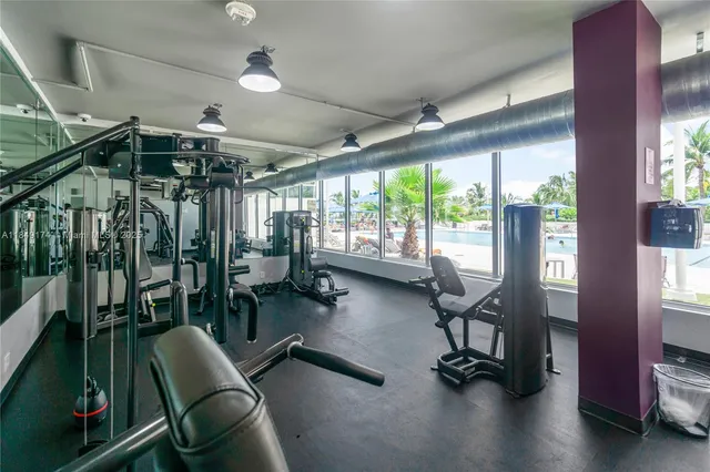 a view of a room with gym equipment
