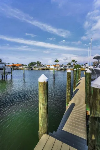 a view of a lake with a terrace