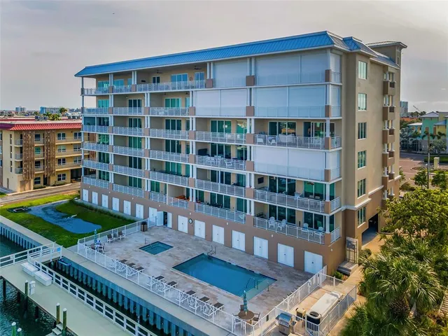 a view of a building from a balcony
