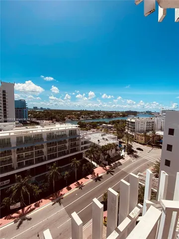 a view of a balcony with city view