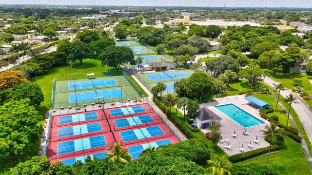 an aerial view of tennis court