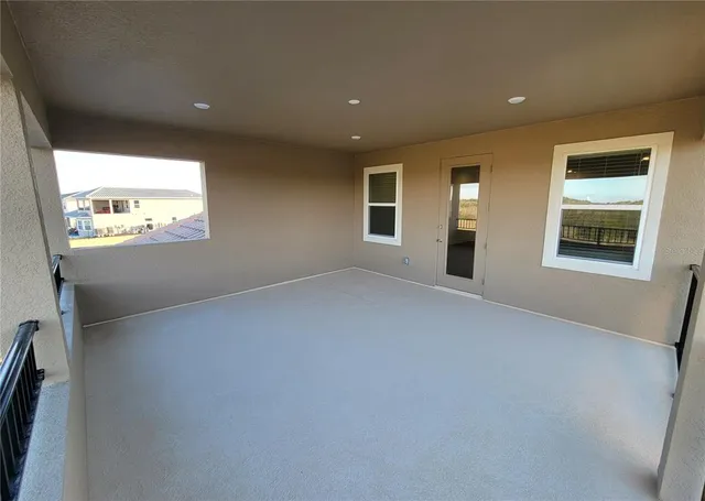 a view of an ocean and a balcony