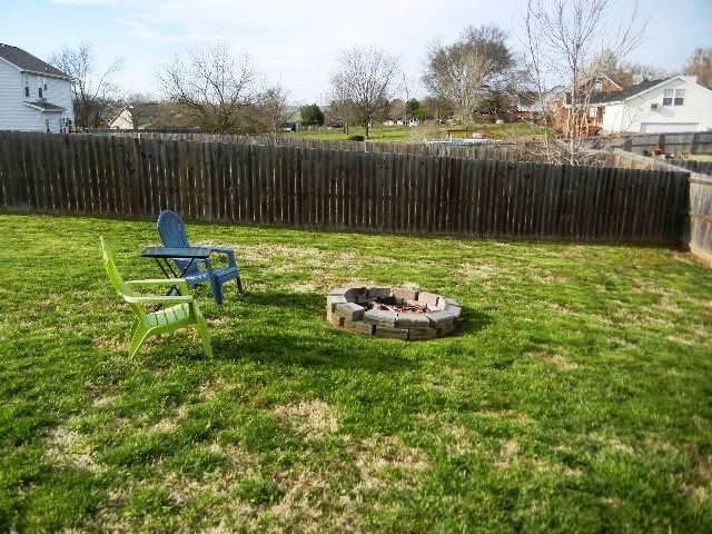1002 Mallory Lane Spring Hill, TN 37174 - Photo 15 of 20 The fenced back yard with a fire pit slopes a little allowing for a good view into open space rather than many yards that simply look at someone else's home.